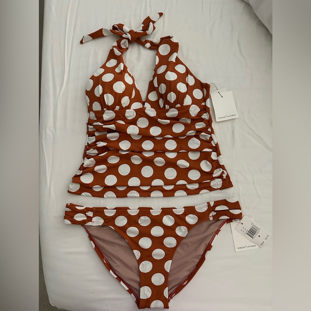 Brown Polka Dot Halter Two Pieces